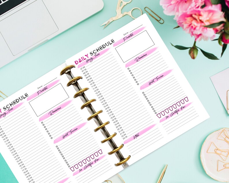 DAILY & Hourly Happy Planner PDF Printable 5 Sizes and 4 Colors Classic ...