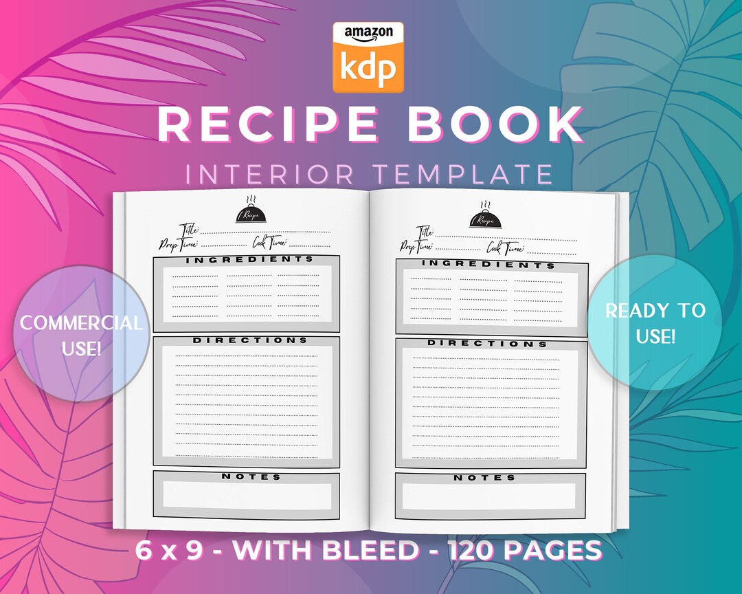 Recipe Book Pages Interior Template Amazon KDP Interior - Etsy
