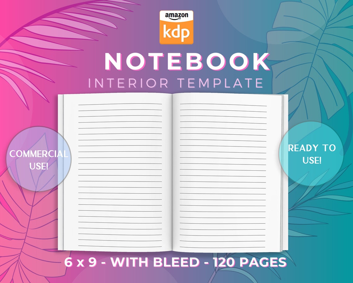 NOTEBOOK Interior Lined Interior Notebook for Amazon KDP Lined 6 X 9 ...