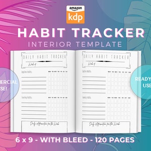 Habit Tracker Journal Design Template KDP Vector Download