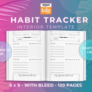 Habit Tracker KDP Interior Template Amazon KDP Interior 6 X 9 Habit ...