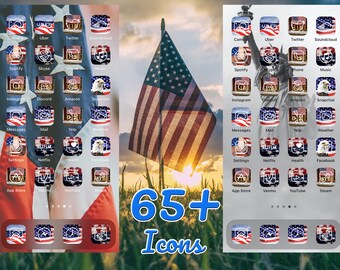 iOS 14 App Icons | American Patriotic | Aesthetic Iphone Widgets & Skins | USA Icon Pack | Red White Blue App Icon pack | American Flag