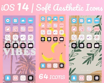256 Ios 14 Soft Aesthetic Icon Pack | Pink Icons | Blue Icons | Rainbow Icons | Neutral Tones | Soft Tones | Home Screen Icons Iphone