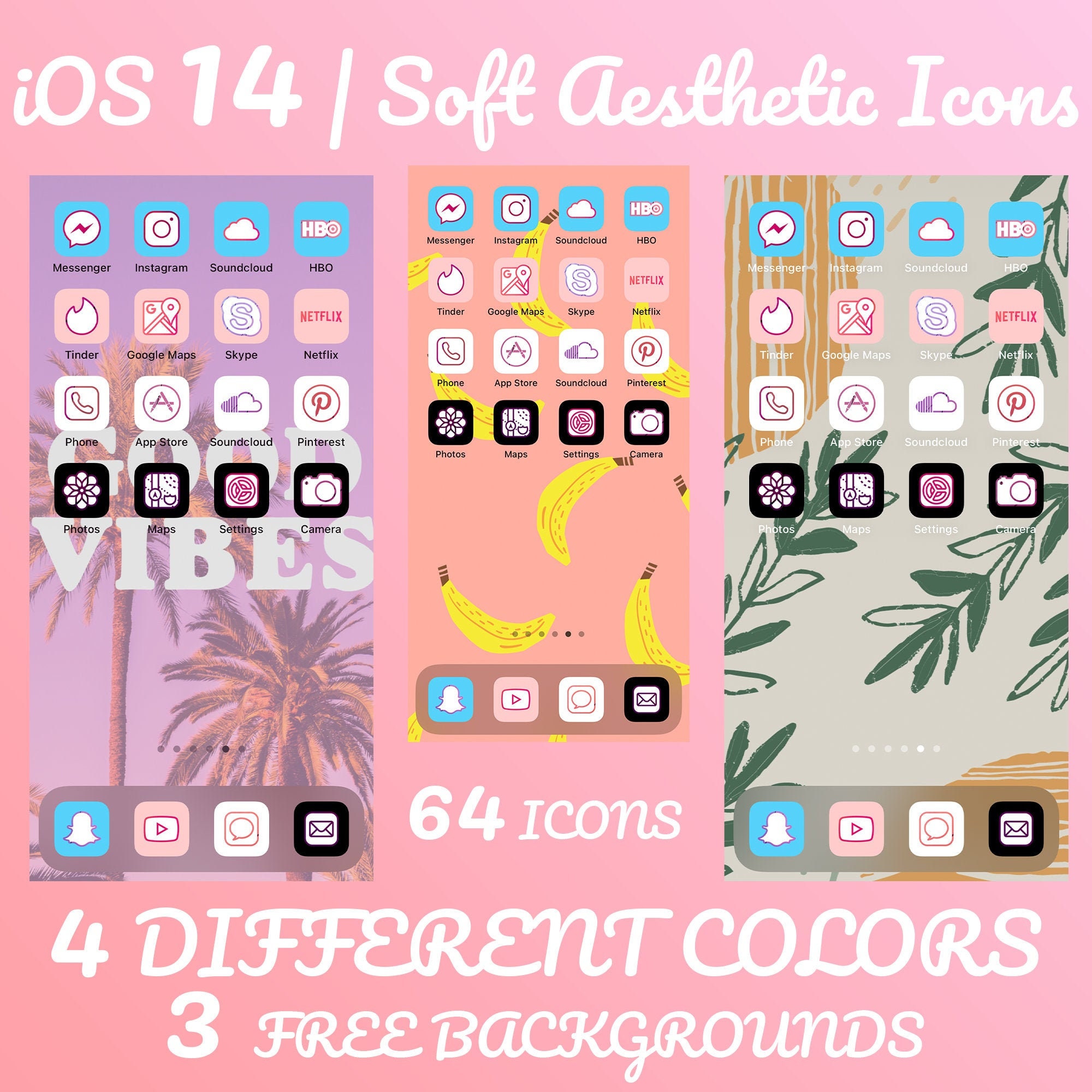 256 Ios 14 Soft Aesthetic Icon Pack / Pink Icons / Blue Icons Etsy España