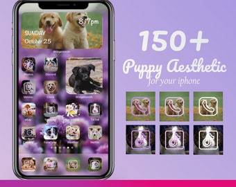 iOS 14 Icons | Puppy Dog Theme | 150+ iOS 14 Icons Included + Wallpaper | Pink Aesthetic | Soft colors