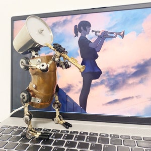 Clarinet player lamp|Steampunk robot playing clarinet|Music Robot lamp|Music Room Decor