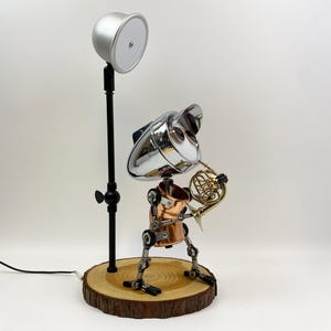 The French Horn player under the Light / Hornist with sunglasses table lamp / Gift for Horn Player