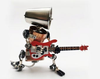 Bass Guitar Player table lamp|Electric bassist desk lamp|Steampunk Robot  Lamp|Music Studio Decor|Gifts for bass player