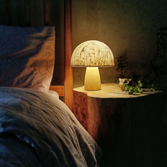 Buy Handmade Eco-friendly Wooden Mushroom Lamp Rustic Farmhouse