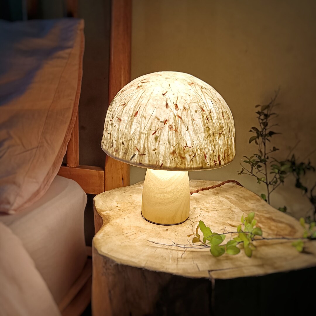 Handmade Ecofriendly Wooden Mushroom Lamp Rustic Farmhouse Etsy
