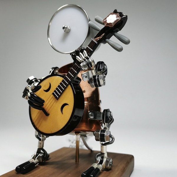 Zhongruan player Lamp | Steampunk Robot desk lamp | Gift for music lovers | Instrumental Nguyen | Chinese lamp | USB lamp