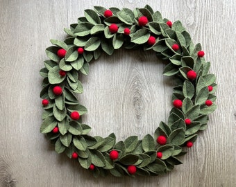 HOLIDAY CHRISTMAS WREATH 12", 14” or 16" [Felt] - Faith