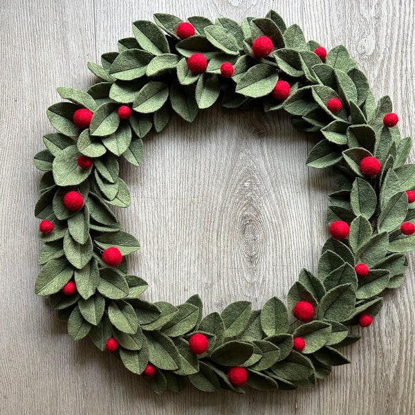 HOLIDAY CHRISTMAS WREATH 12", 14” or 16" [Felt] - Faith