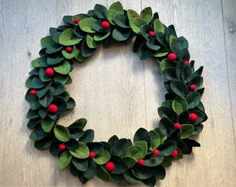 HOLIDAY CHRISTMAS WREATH 12" or 14” [Felt] - Eve