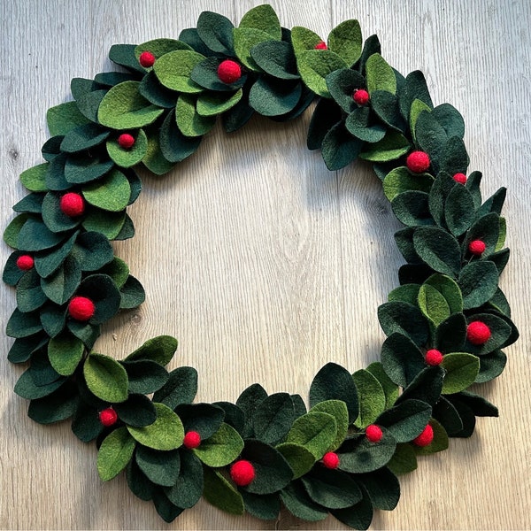 HOLIDAY CHRISTMAS WREATH 12" or 14” [Felt] - Eve