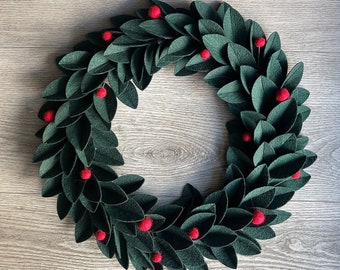 HOLIDAY CHRISTMAS WREATH 12" or 14” [Felt] - Saint