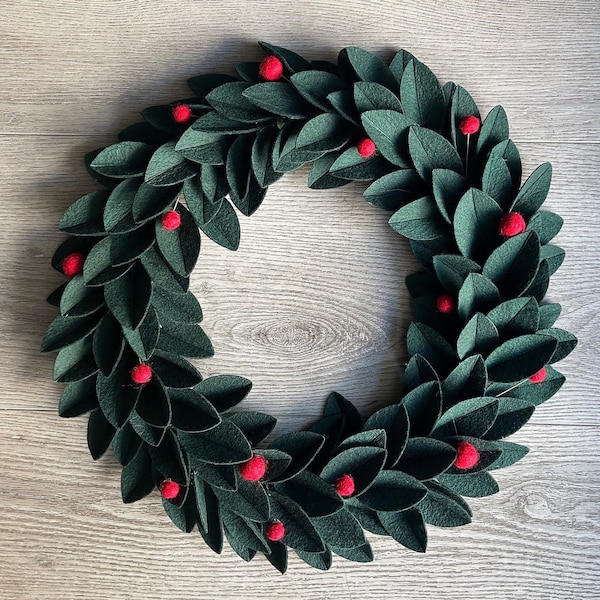 HOLIDAY CHRISTMAS WREATH 12" or 14” [Felt] - Saint