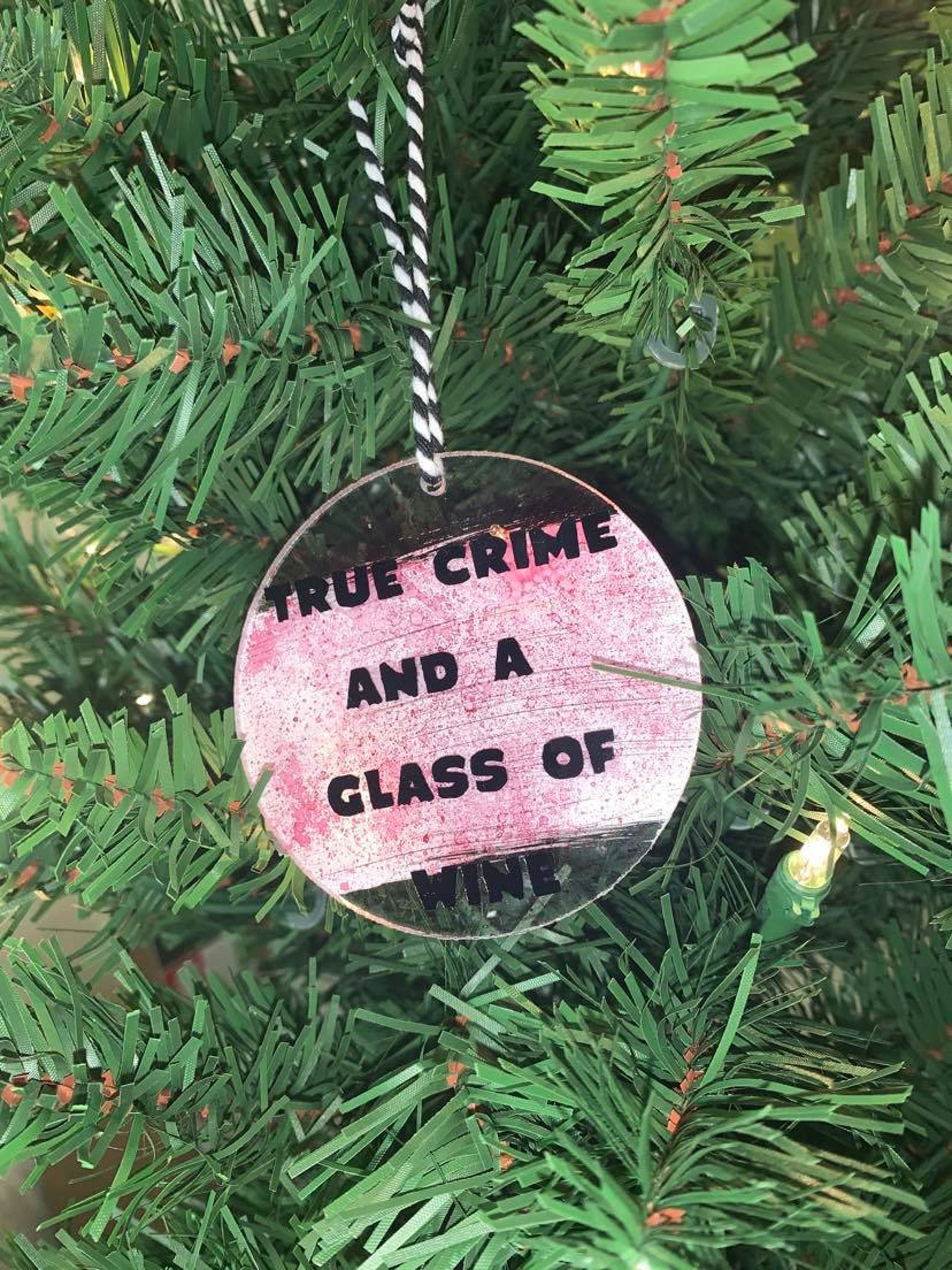True Crime and a Glass of Wine Ornament Crime Ornament Etsy