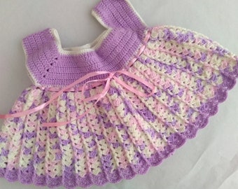 knitted Handmade frock for baby girls,wool frock,Purple & white color baby girl frock,3-12 months baby girl frock,cute baby girl frock,gift