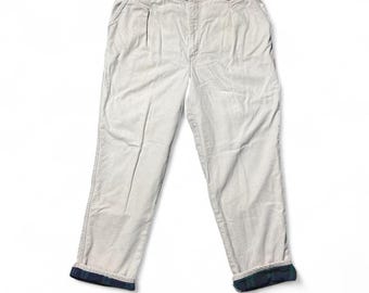 L.L. Bean Vintage 90’s USA made Khaki Chino Pathfinder Plaid Flannel Pants 38”