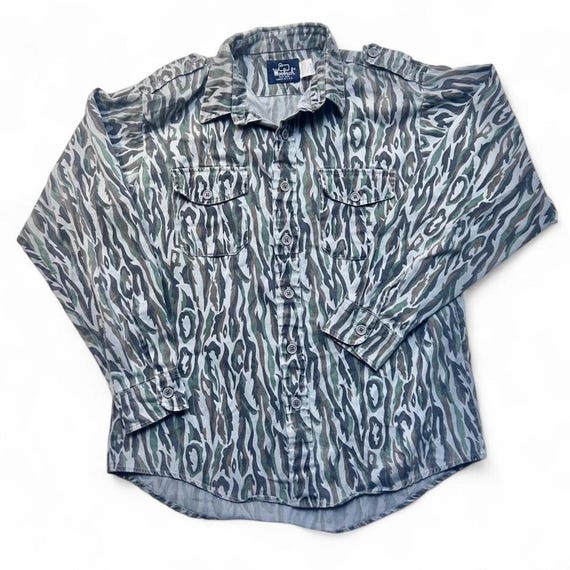 Woolrich 90s Vintage Tribal Camo Shadow Bark Cotton Long Sleeve