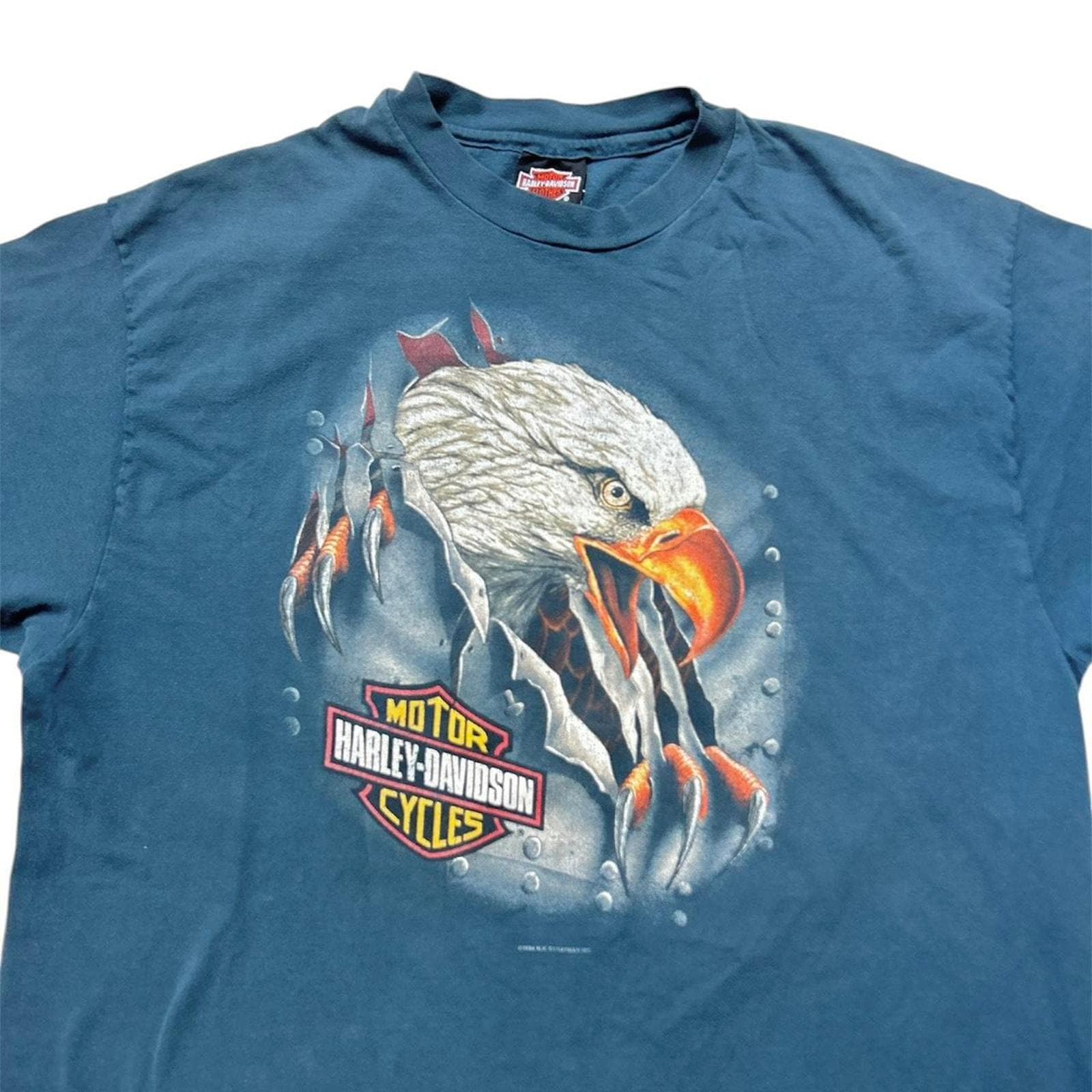 Harley Davidson madeinusa イーグルTシャツ 90s Harley Davidson Eagle 90s Vintage T-shirt Blue Graphic Tee Biker
