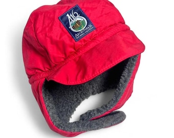 VTG 1960s Red Faux Fur Trapper Hat Alcan Aviator Quilted Lined USA s-l400.jpg main image 2