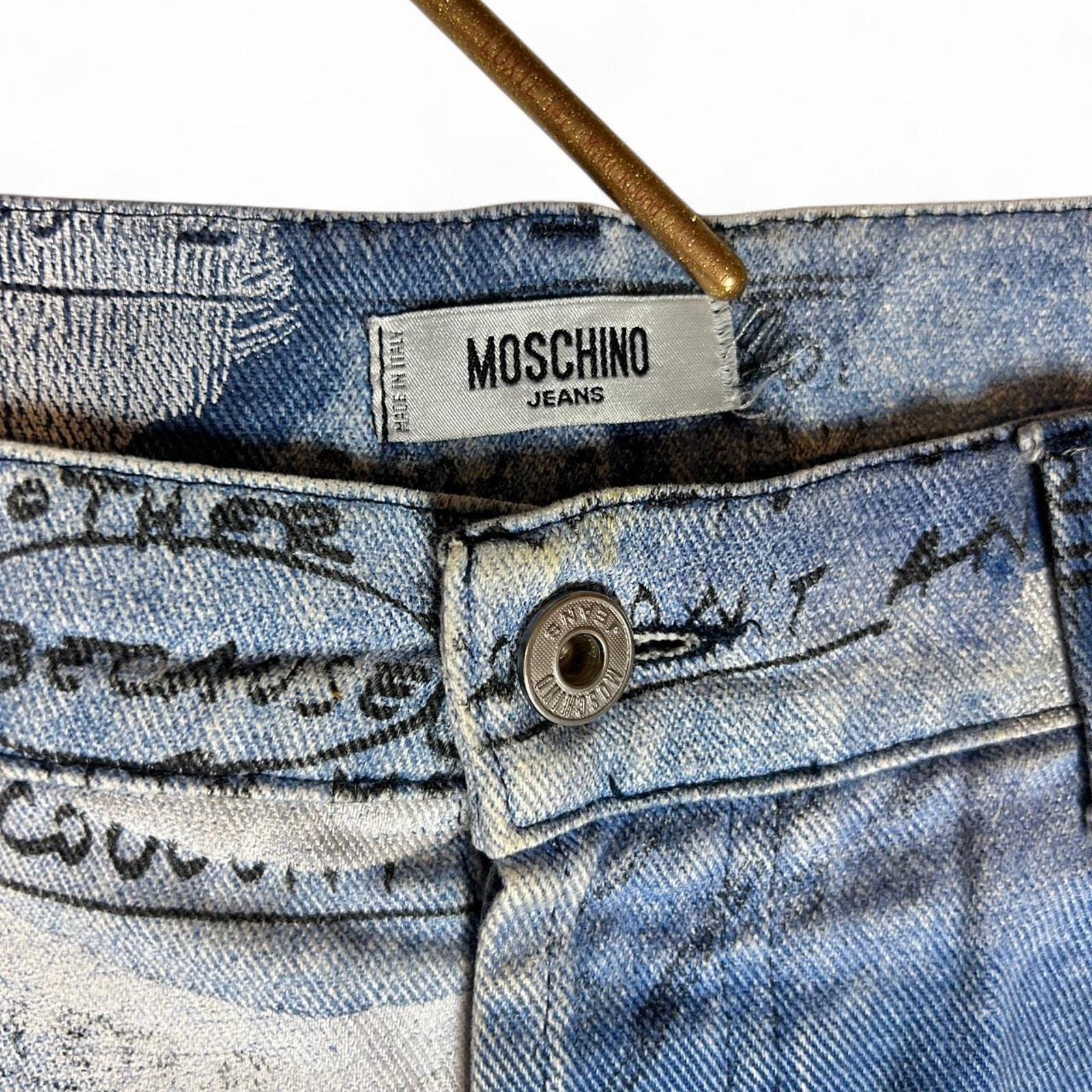 Moschino Jeans Made in Italy Vintage 90s Graffiti Painted Denim 36