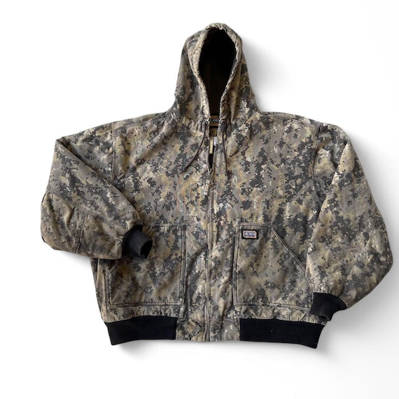 Big Smith Hooded Jacket Digital Camo Workwear Canvas Fleece Lined