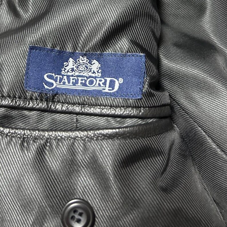 Stafford 90s Vintage Schwarz Leder Sport Mantel Blazer 42L Bild 6