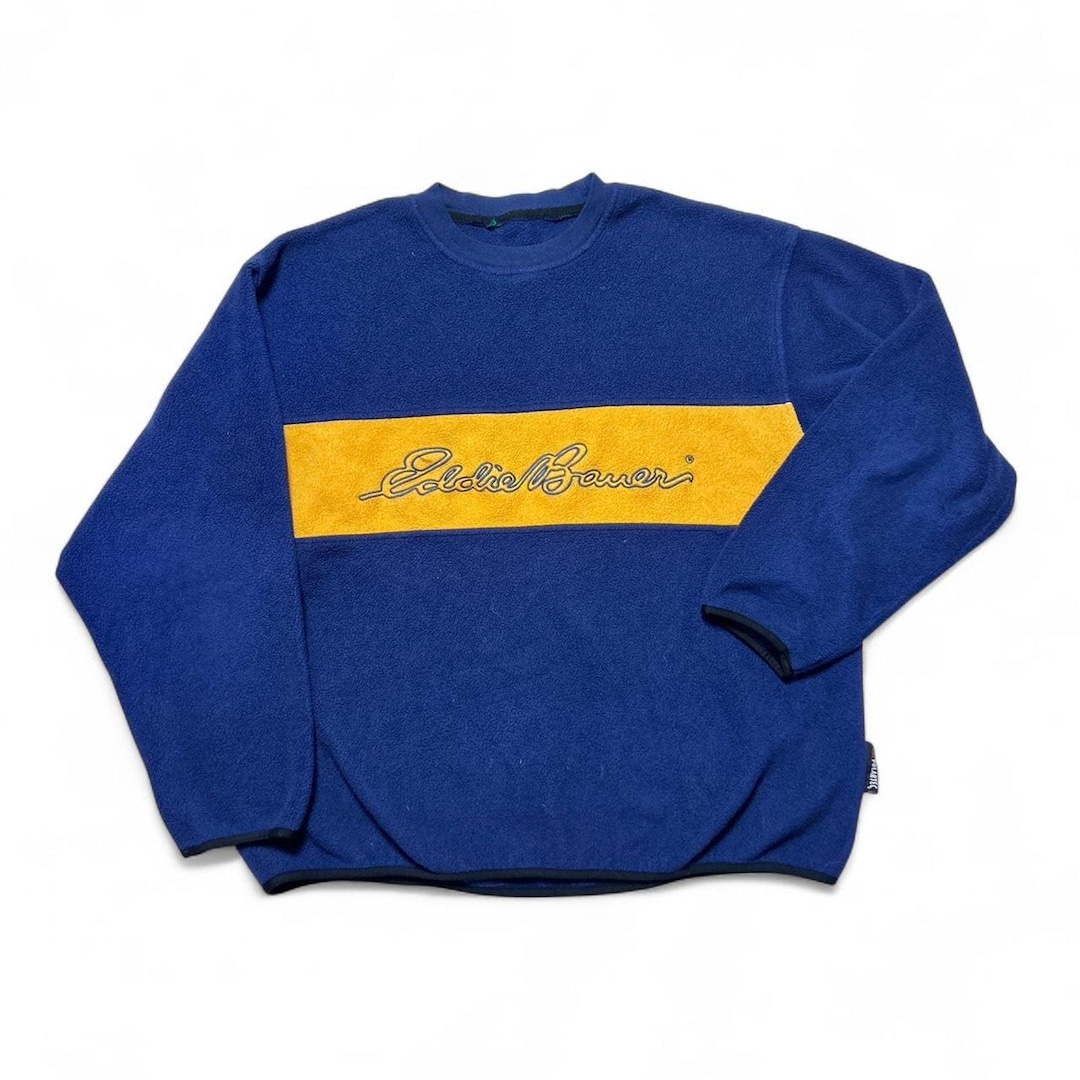 Eddie Bauer 90s Vintage EBTEK Blue Yellow Polartec Fleece Pullover