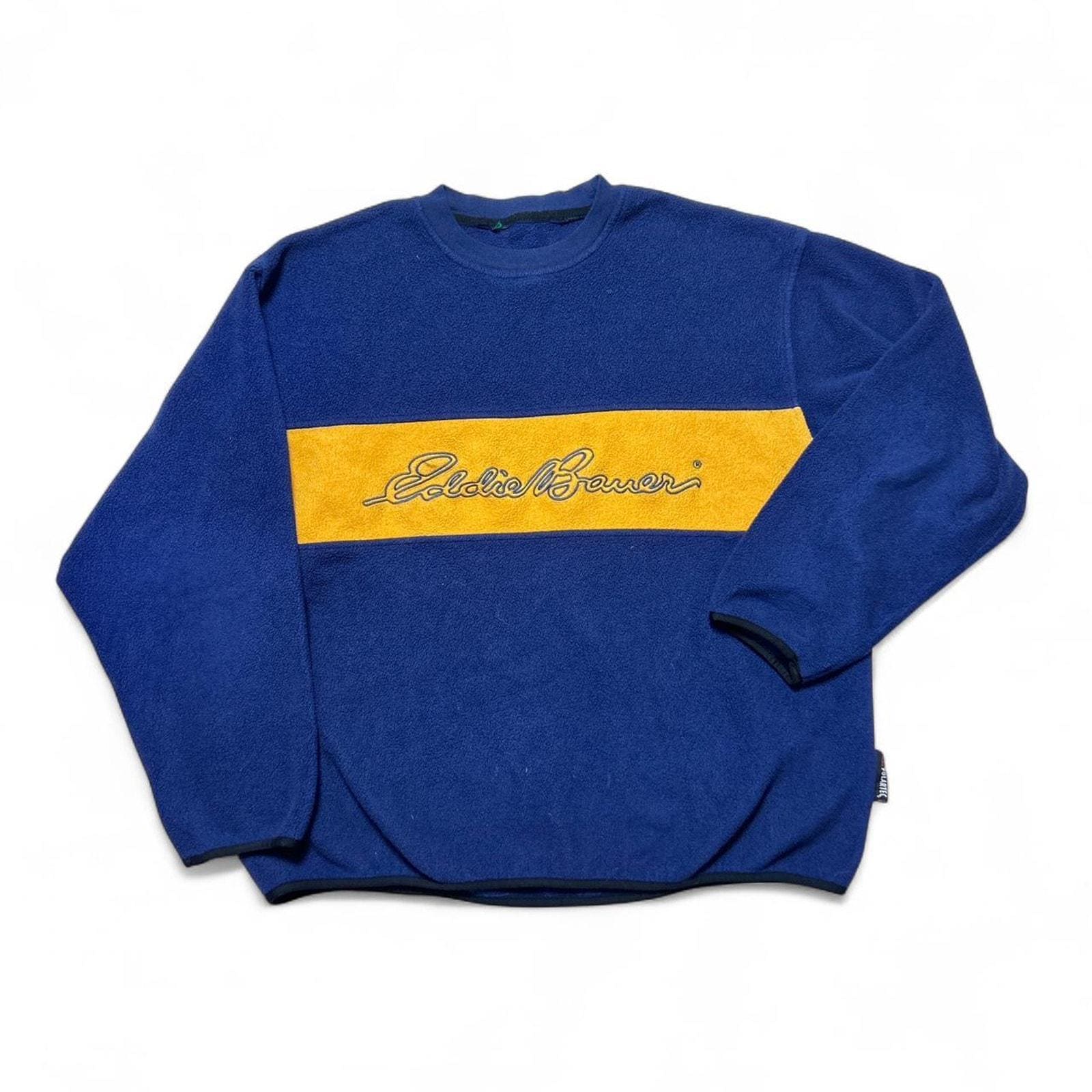 Eddie Bauer 90s Vintage EBTEK Blue Yellow Polartec Fleece Pullover