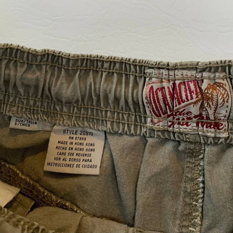 Ocean Pacific OP Vintage 90s Khaki Elastic Drawstring Shorts Summer Beach Surf Small