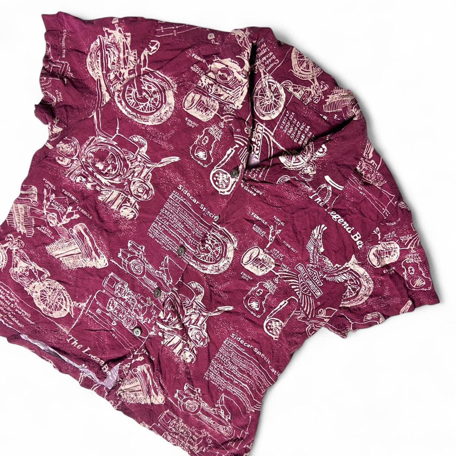 Harley Davidson Motorcycles Tori Richard 90s Womens Hawaiian