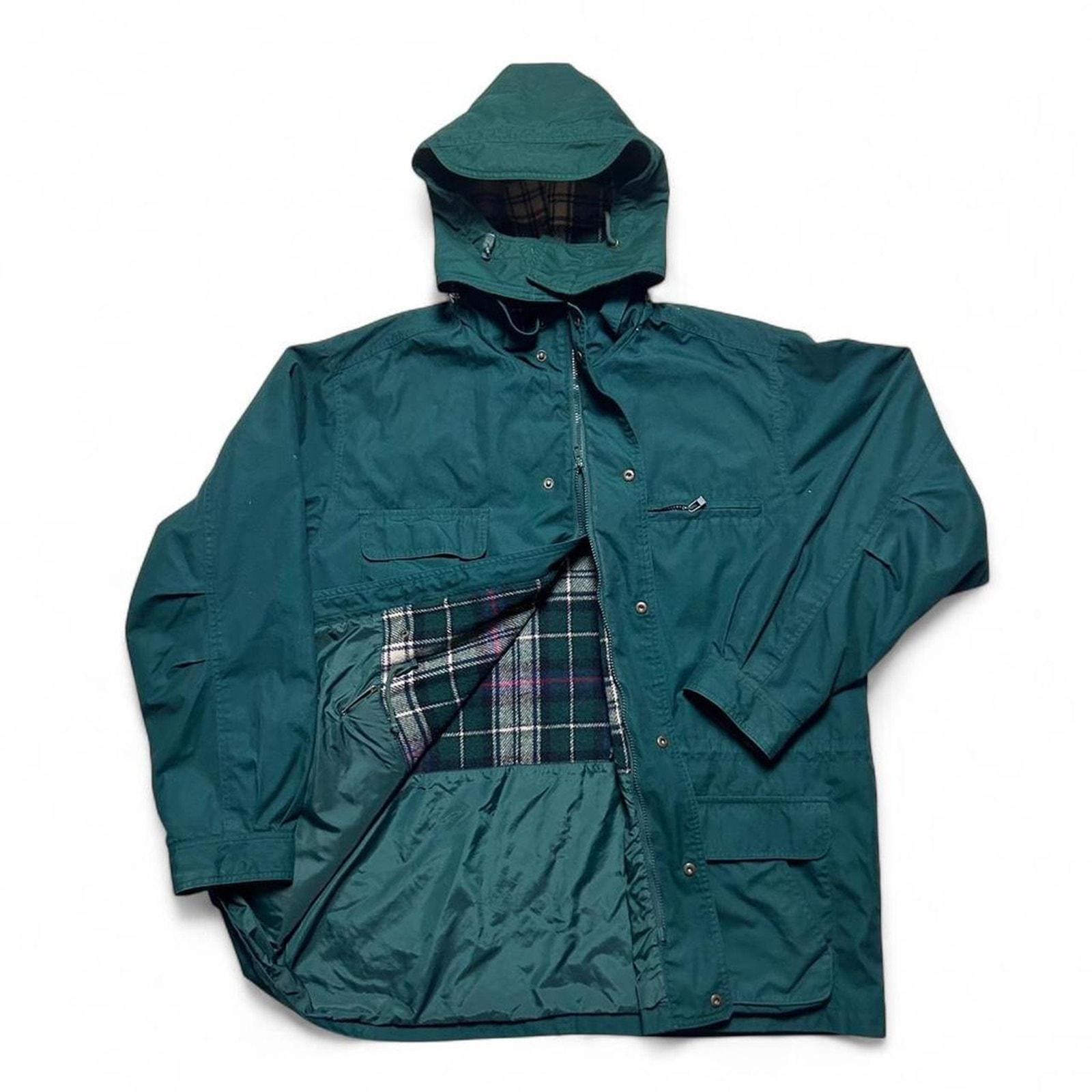 Eddie Bauer 90s Vintage Wool Plaid Lined Mountain Parka Forest