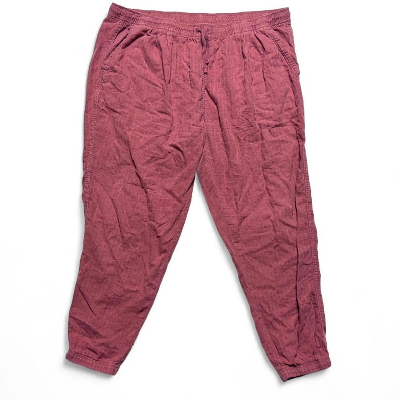 Patagonia Island Hemp Organic Cotton Pink Jogger Drawstring Lounge Pant Women XL image 1