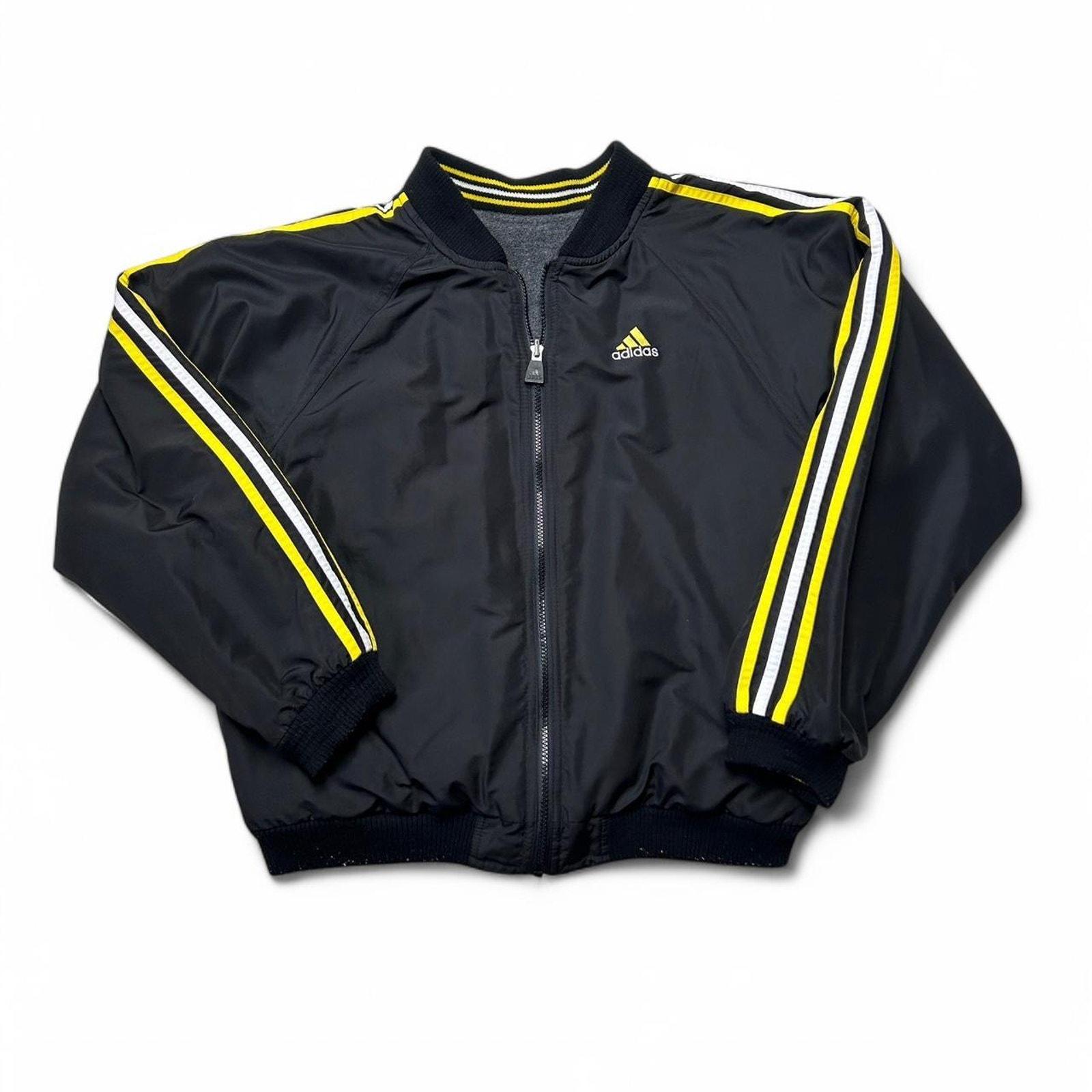 Adidas Sportswear Vintage 90s Black Nylon Reversible Grey Bomber
