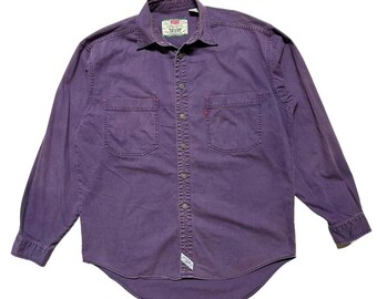 リーバイスジーンズ ヴィンテージ 90年代 パープル コットン デニム ボタンフロント 長袖シャツ Mサイズ