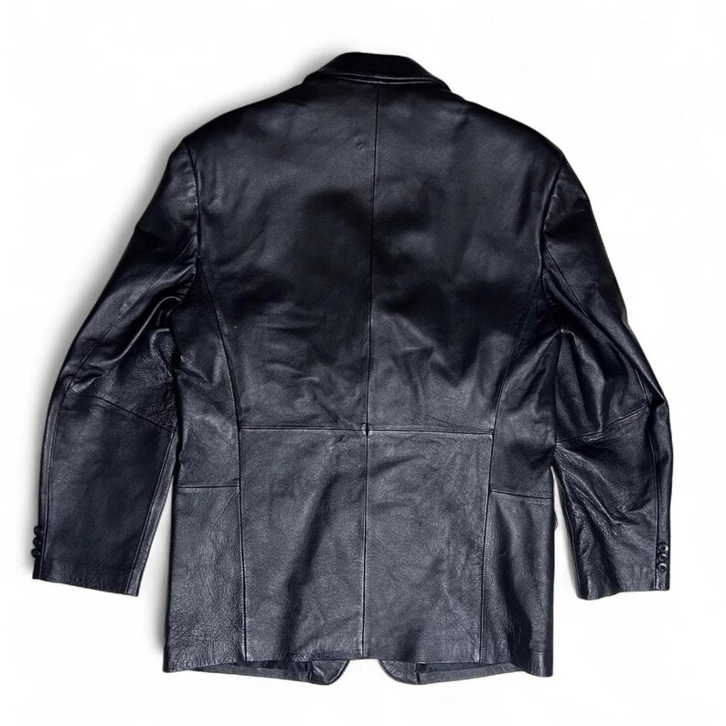 Stafford 90s Vintage Schwarz Leder Sport Mantel Blazer 42L Bild 5