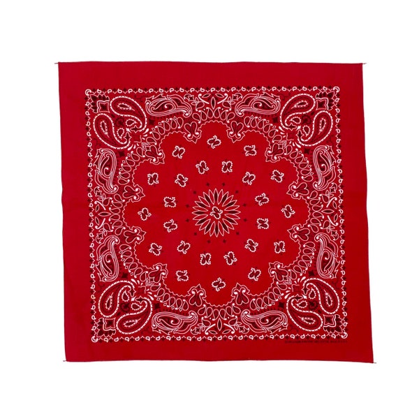 New Old Stock Vintage made in USA 100% Cotton Red Paisley Bandana Handkerchief by Hav A Hank brand
