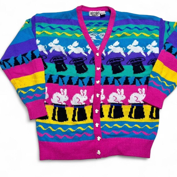 Gerard Works 80s Vintage Magician Magic Rabbit Sweater Cardigan