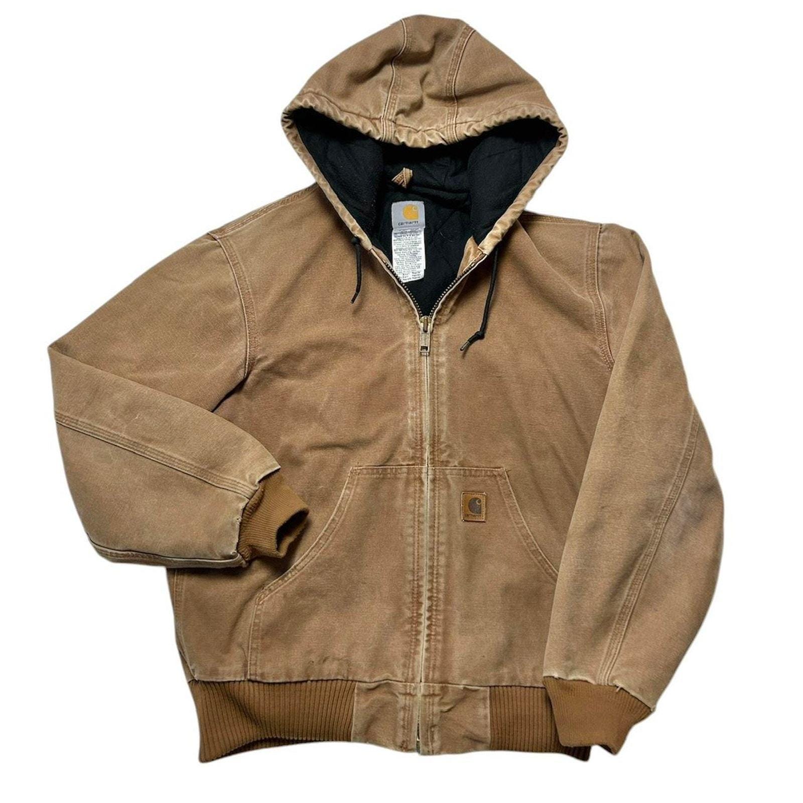 Carhartt J130 BRN Sandstone Duck Canvas Quilt Hooded Chore Coat