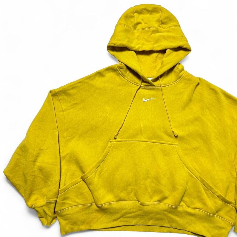 Nike Vintage Y2k Center Swoosh hoodie geel boxy sweatshirt groot afbeelding 2