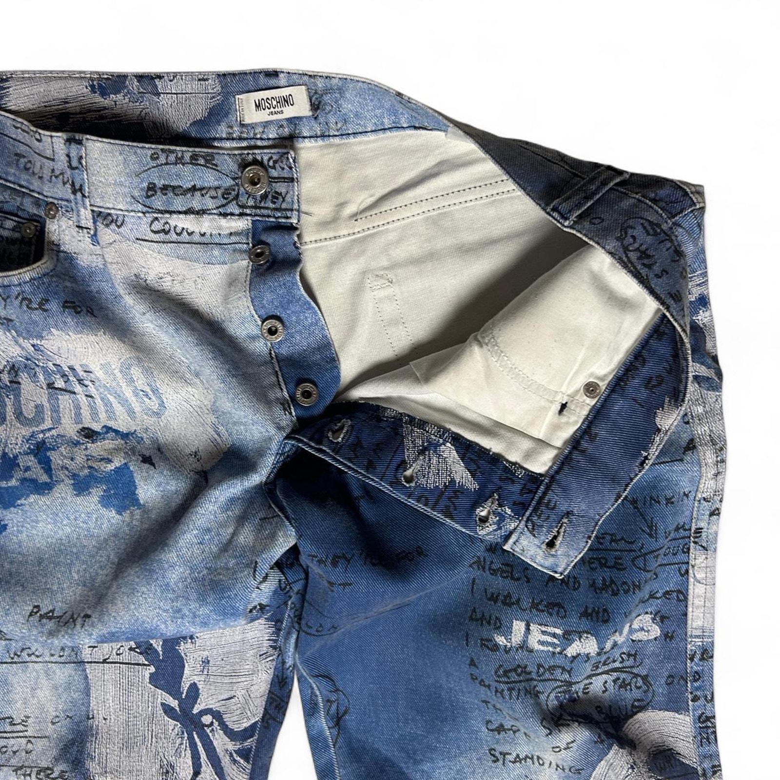 Moschino Jeans Made in Italy Vintage 90s Graffiti Painted Denim 36 