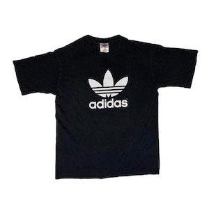ADIDAS Trefoil Sportswear Vintage 90s Black Logo T-shirt Tee Medium