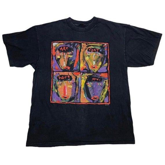 Art Can't Hurt You T Shirt Vintage 1991 Fred Babb Black Single