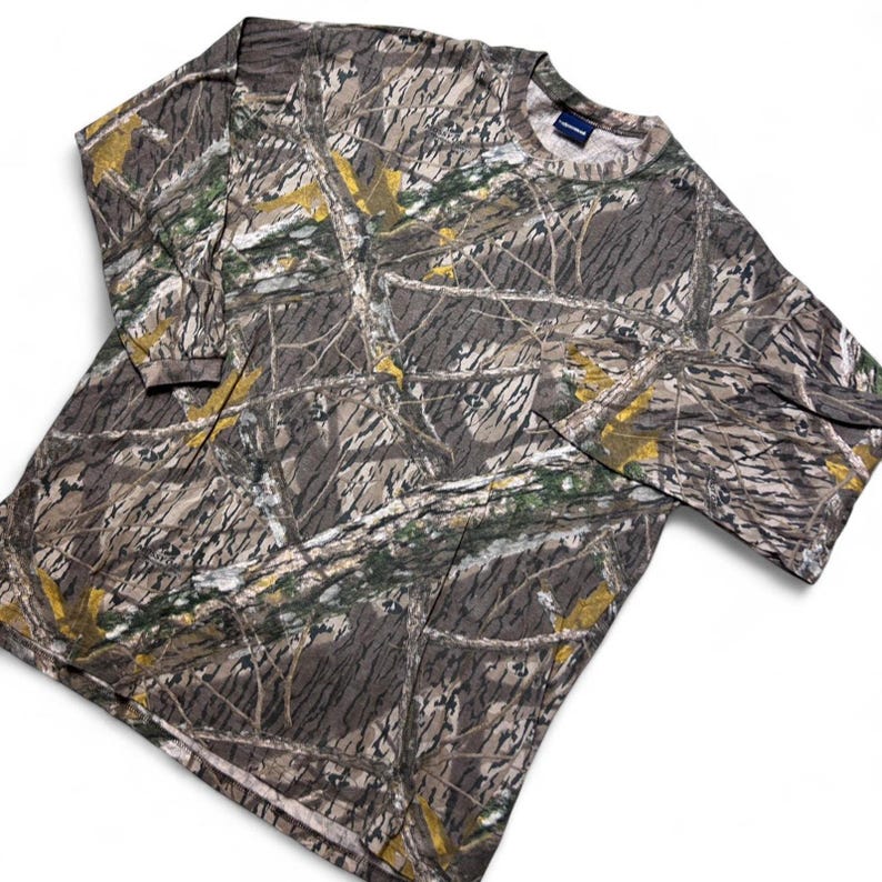 Maglietta mimetica da caccia a maniche lunghe Mossy Oak Shadow Branch Vintage Y2k, 2XL immagine 3