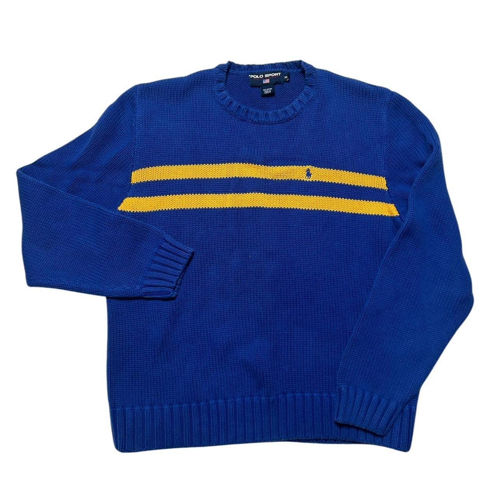 Polo Sport Ralph Lauren 90s Striped Cotton Knit Crew Neck