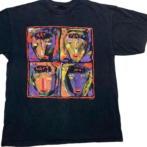 Art Can't Hurt You T Shirt Vintage 1991 Fred Babb Black Single