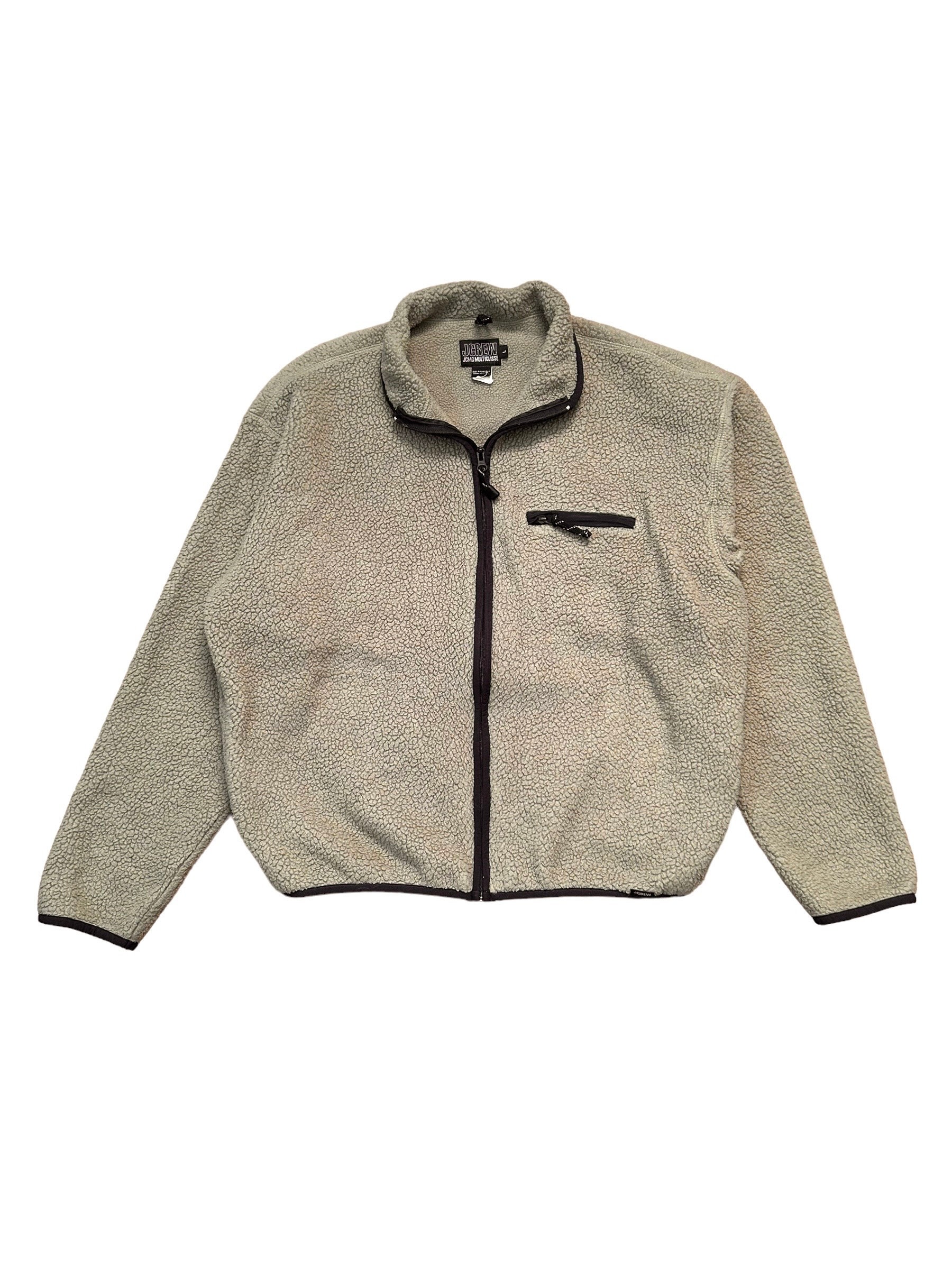 J Crew VTG 90s Multiglisse Deep Pile Oatmeal Fleece Zip Jacket 